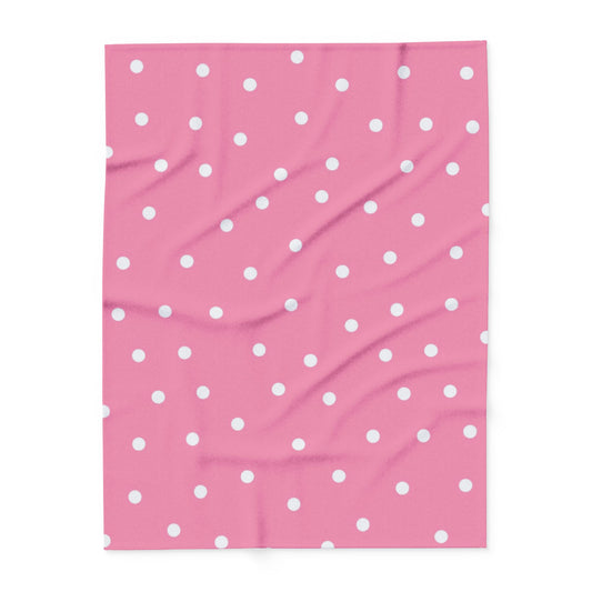 Pink Blanket with White Dots by Lofi Cute Kitties - Soft Arctic Fleece