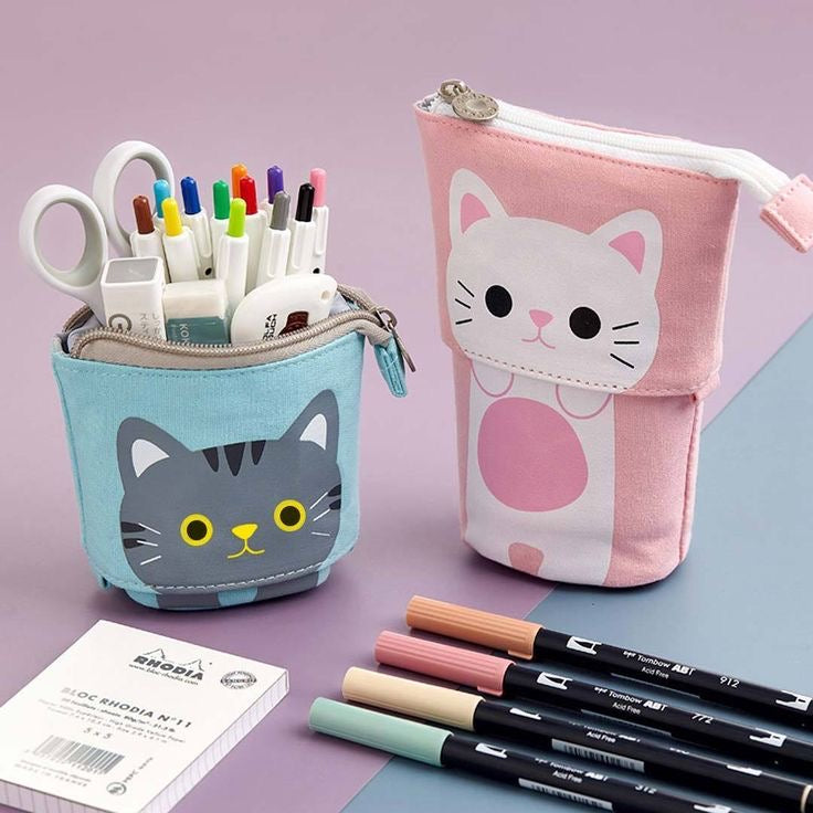 Cute cat flexible pencil case